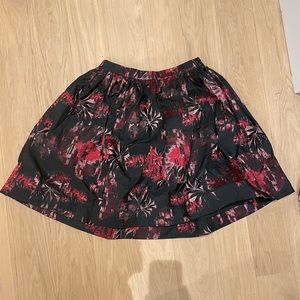 Alice + Olivia red black and pink high waist skirt